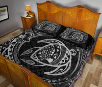Hawaiian Map Turtle Polynesian Quilt Bedding Set Circle Gray - Polynesian Pride