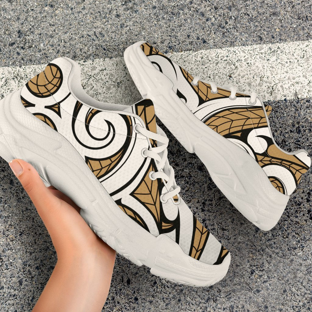 Polynesian Maori Ethnic Ornament Gold Chunky Sneakers - Polynesian Pride