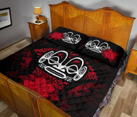 Marquesas Islands Polynesian Quilt Bed Set Hibiscus Red - Polynesian Pride