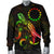 Cook Islands Polynesian Men's Bomber Jacket - Turtle With Blooming Hibiscus Reggae - Polynesian Pride