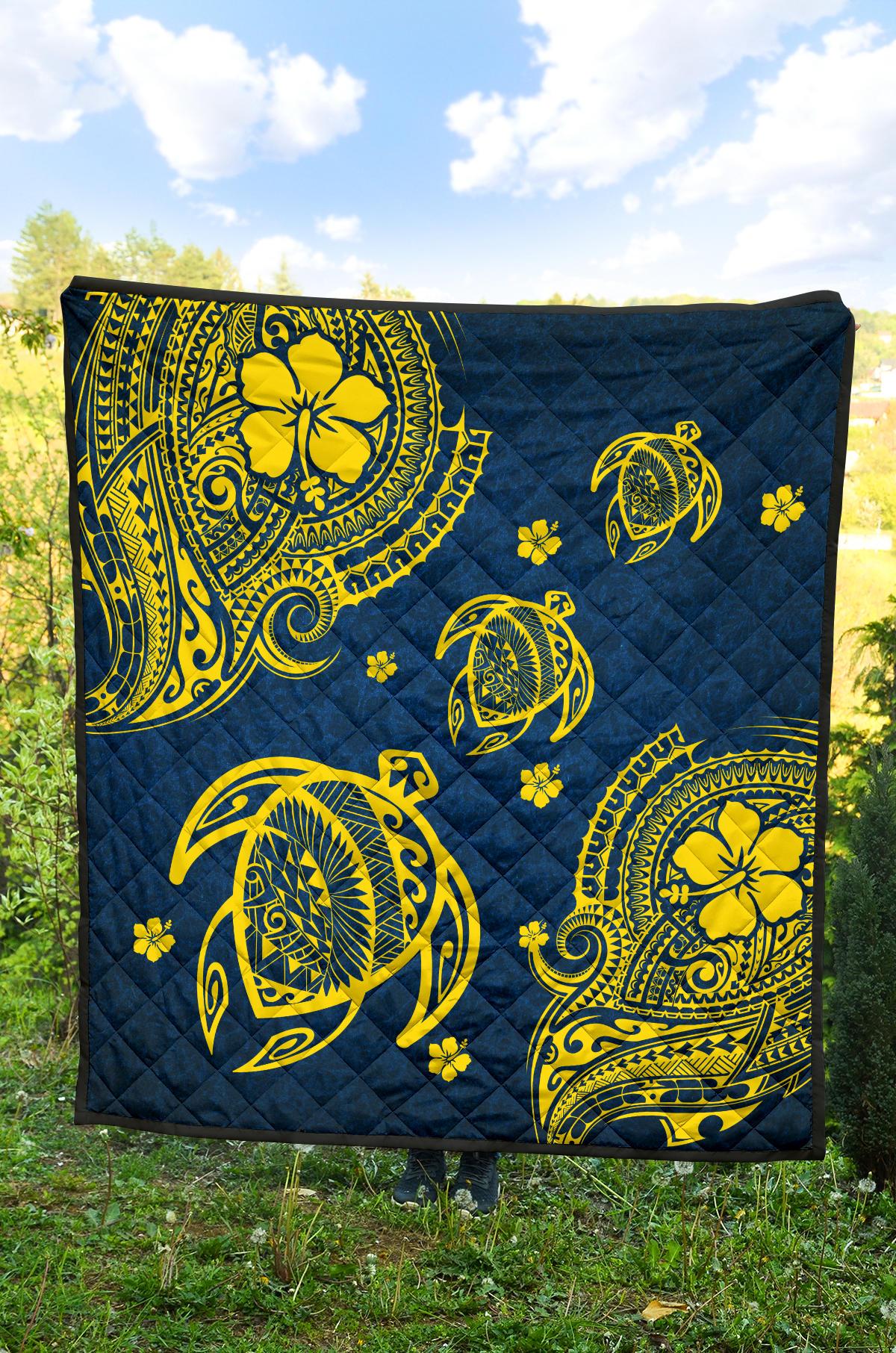 Hawaii Turtle Polynesian Premium Quilt - Kala Style - Polynesian Pride