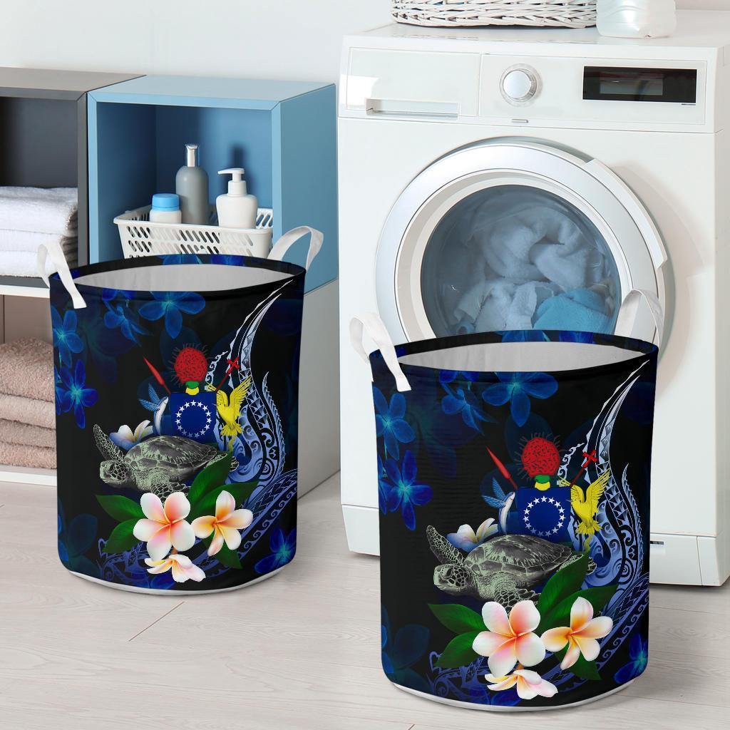 Cook Islands Polynesian Laundry Basket - Turtle With Plumeria Flowers - Polynesian Pride