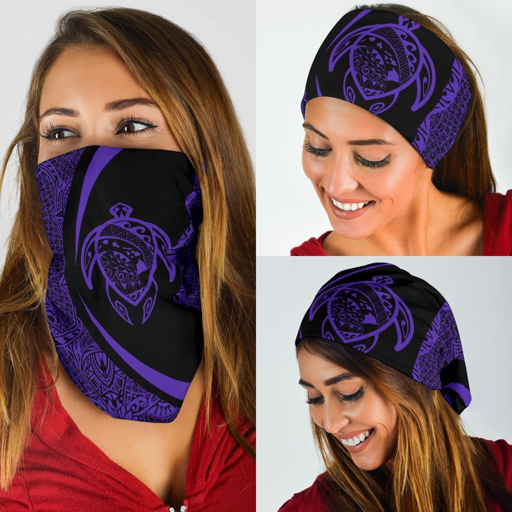 Hawaiian Bandana Turtle Map Polynesian Bandana 3-Pack - Circle Style Purple - Polynesian Pride