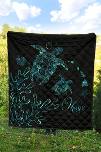 Hawaii Turtle Ohana Paua Shell Premium Quilt - Polynesian Pride