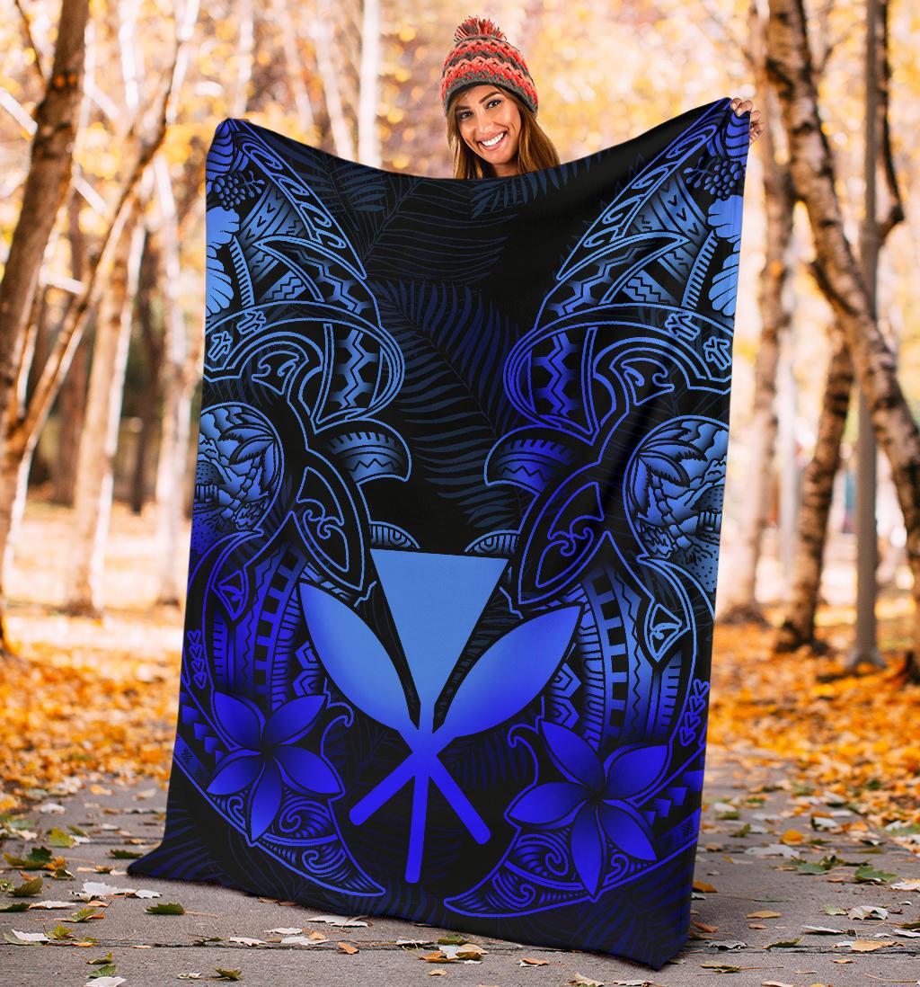 Polynesian Hawaii (Kanaka Maoli) Premium Blanket - Blue Turtle Homeland - Polynesian Pride