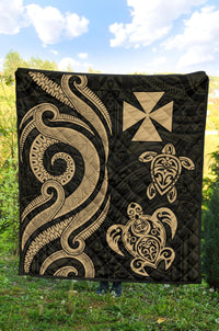 Wallis and Futuna Premium Quilt - Gold Tentacle Turtle - Polynesian Pride