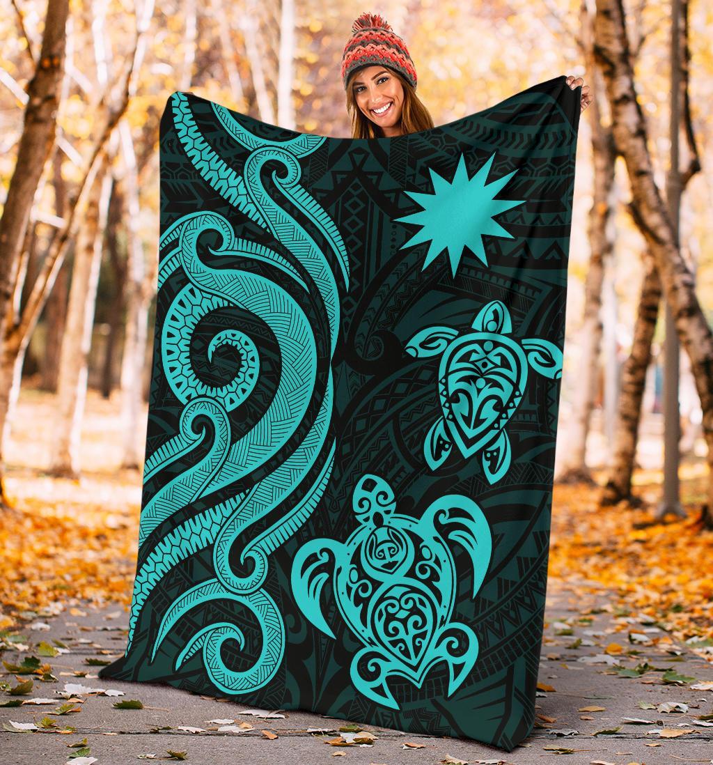 Nauru Premium Blanket - Turquoise Tentacle Turtle - Polynesian Pride