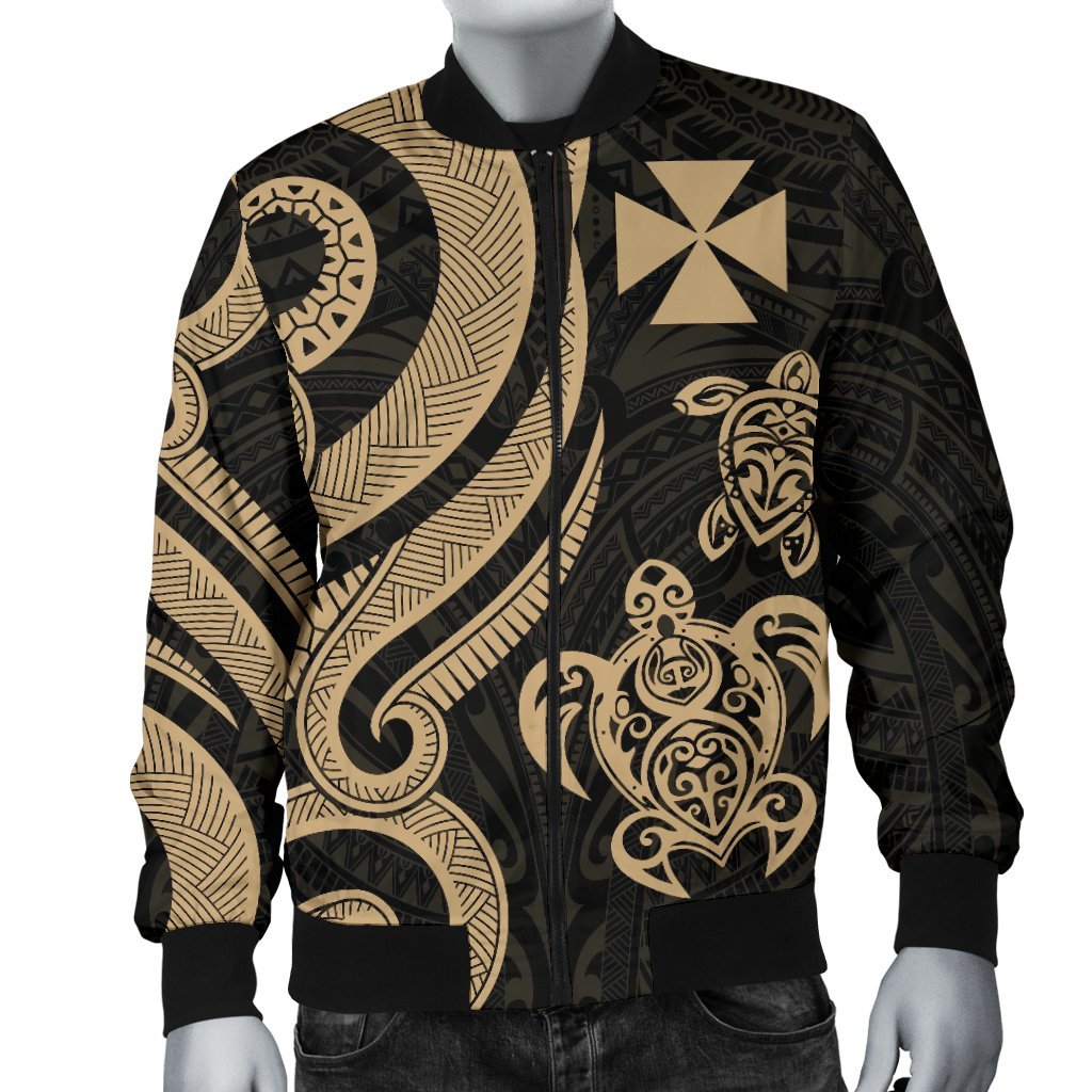 Wallis and Futuna Men's Bomber Jacket - Gold Tentacle Turtle - Polynesian Pride