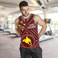 Papua New Guinea Men's Tank Top - Flag With Polynesian Patterns (Red) - Polynesian Pride