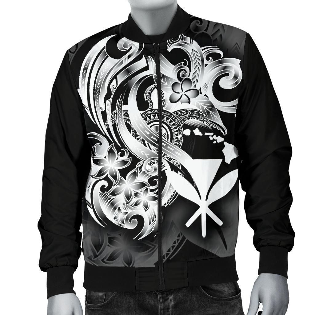 Polynesian Hawaii Men's Bomber Jacket - Kanaka Maoli White Turtle - Polynesian Pride