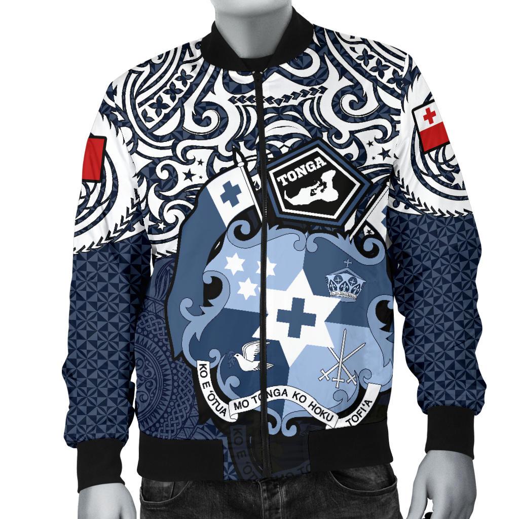 Tonga Polynesian Bomber Jacket (Men) - Tongan Pride (Blue) - Polynesian Pride
