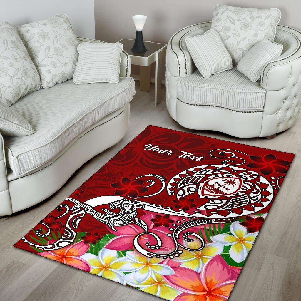 Guam Custom Personalised Area Rug - Turtle Plumeria (Red) - Polynesian Pride