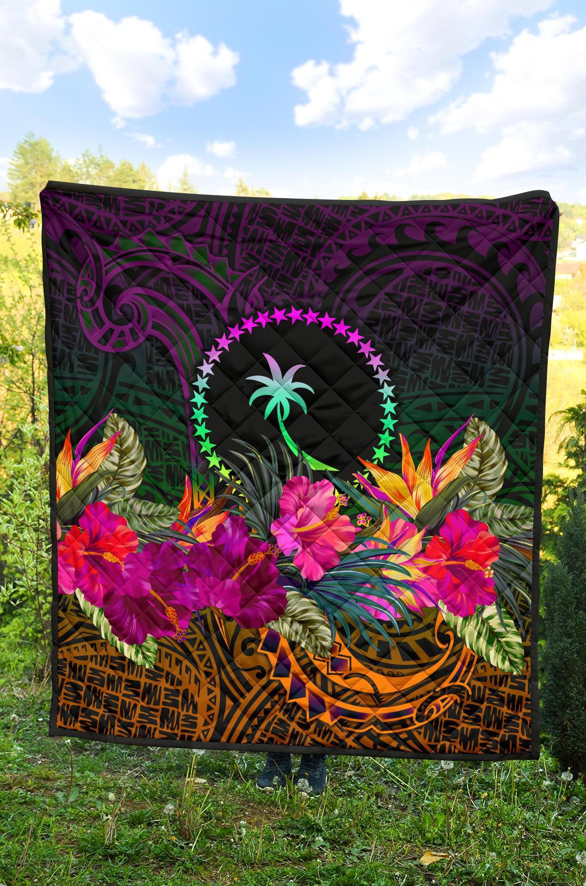 Chuuk Premium Quilt - Summer Hibiscus - Polynesian Pride
