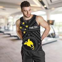 Papua New Guinea Personalised Men's Tank Top - Flag With Polynesian Patterns (Black) - Polynesian Pride