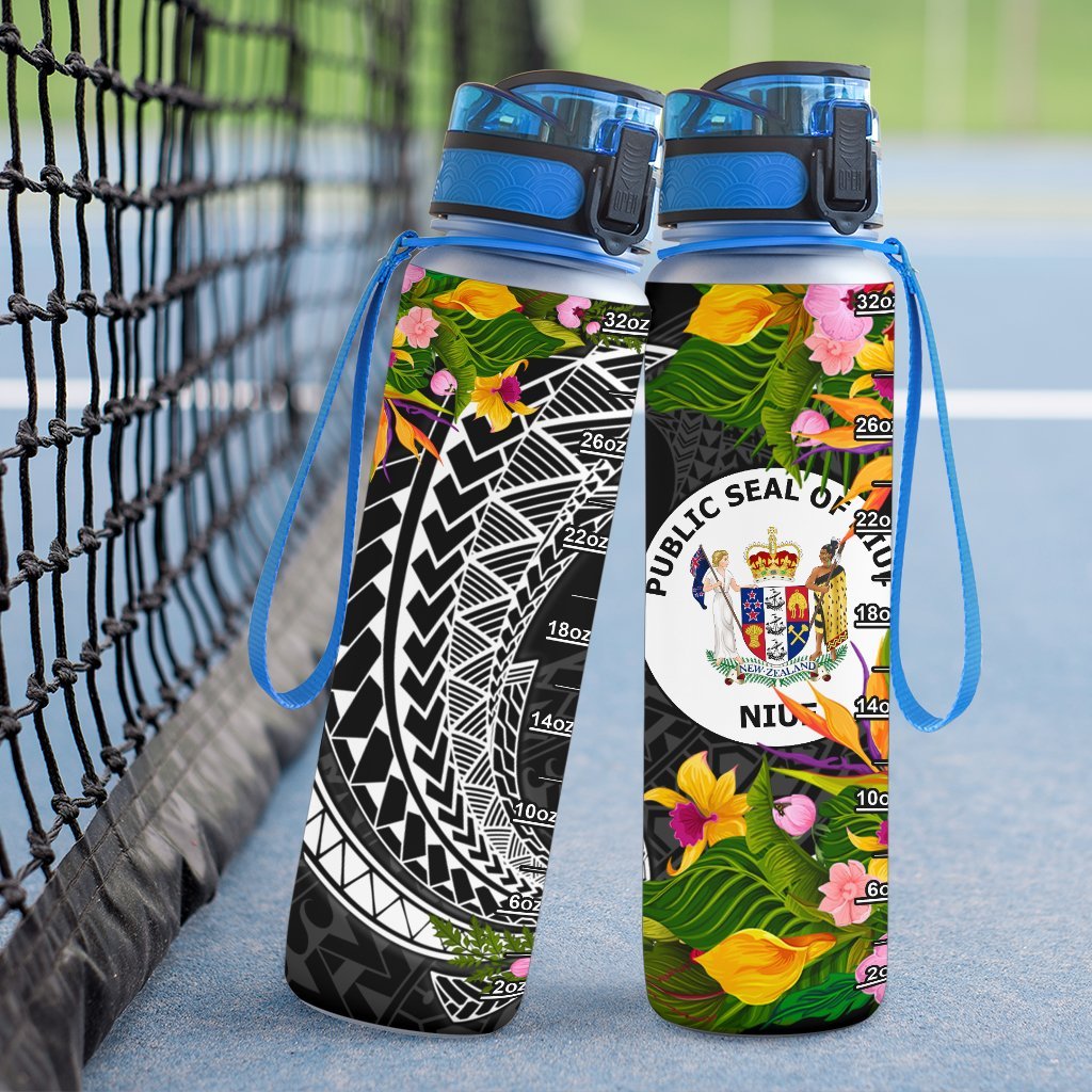 Niue Hydro Tracking Bottle - Seal Spiral Polynesian Patterns - Polynesian Pride