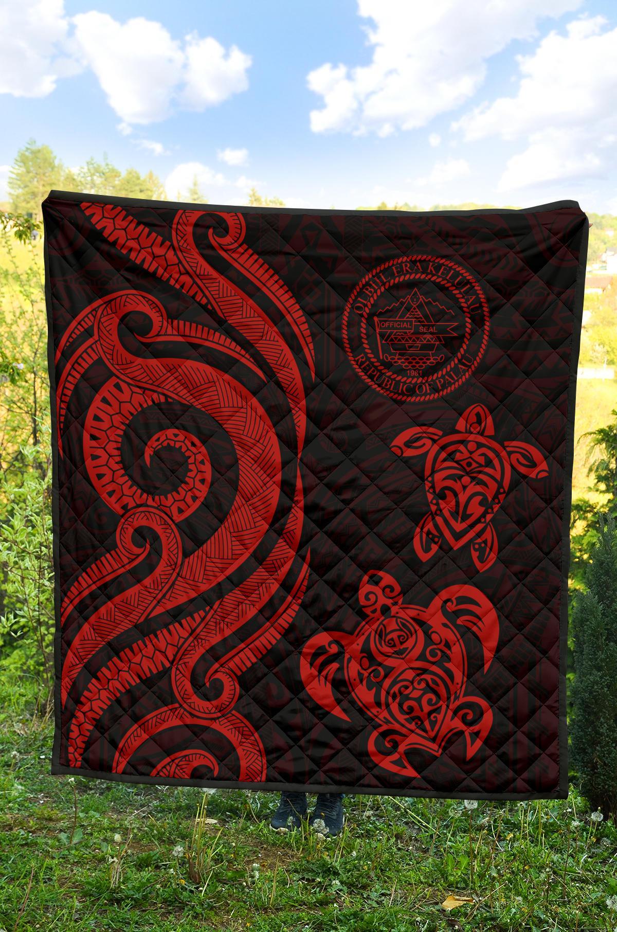Palau Premium Quilt - Red Tentacle Turtle - Polynesian Pride