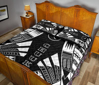 Chuuk Quilt Bed Set - Chuuk Flag Polynesian White Tattoo Style - Polynesian Pride