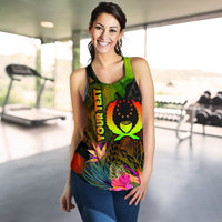 Pohnpei Polynesian Personalised Women's Racerback Tank - Hibiscus and Banana Leaves - Polynesian Pride