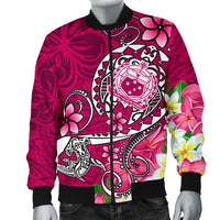 Samoa Men's Bomber Jacket - Turtle Plumeria (Pink) - Polynesian Pride