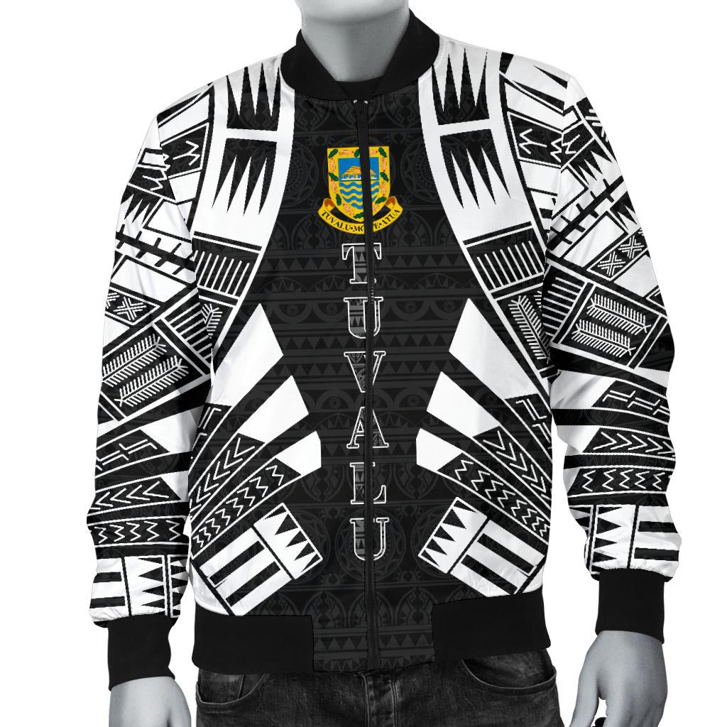 Tuvalu Men Bomber Jackets - Polynesian Tattoo Black - Polynesian Pride