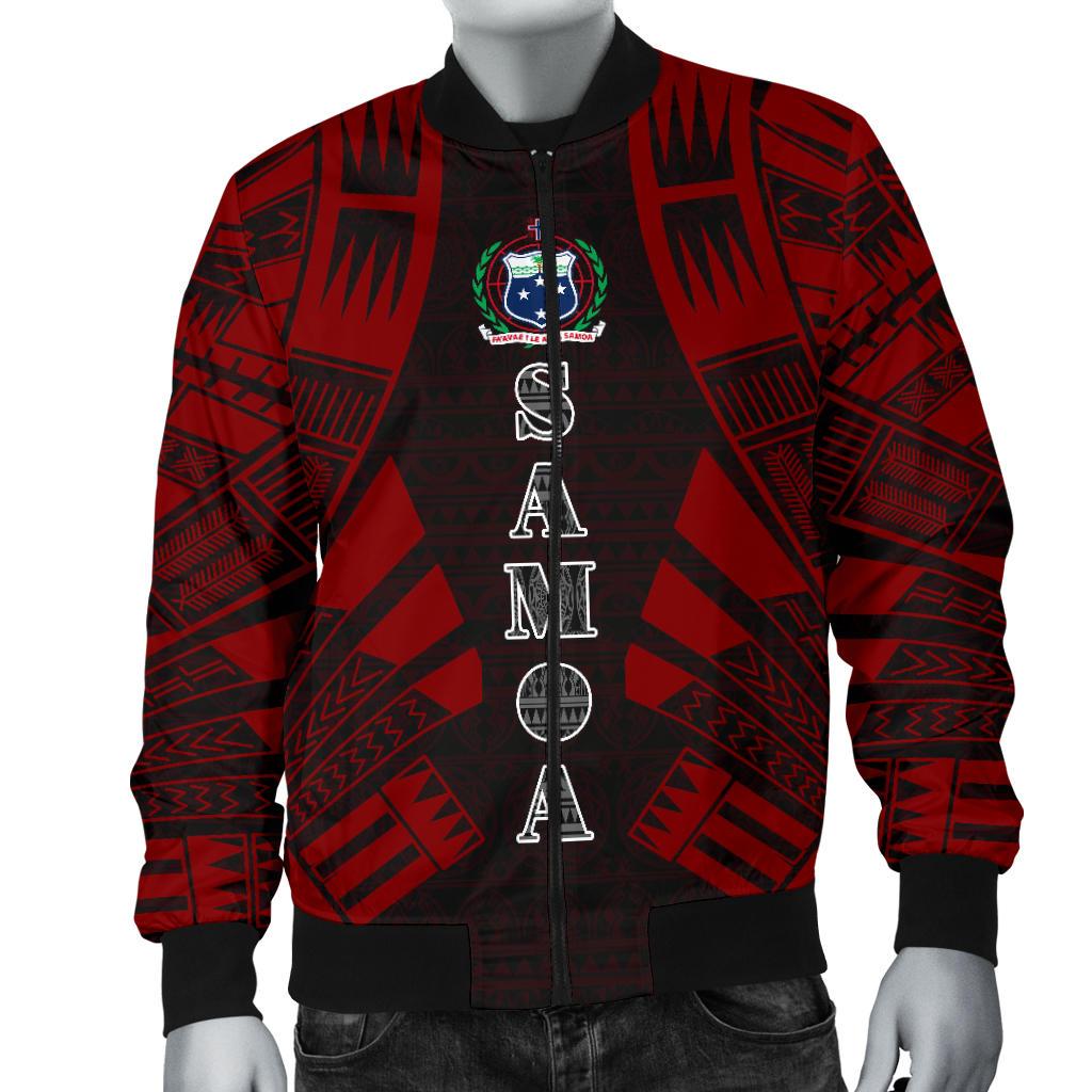 Samoa Men Bomber Jackets - Polynesian Tattoo Red - Polynesian Pride