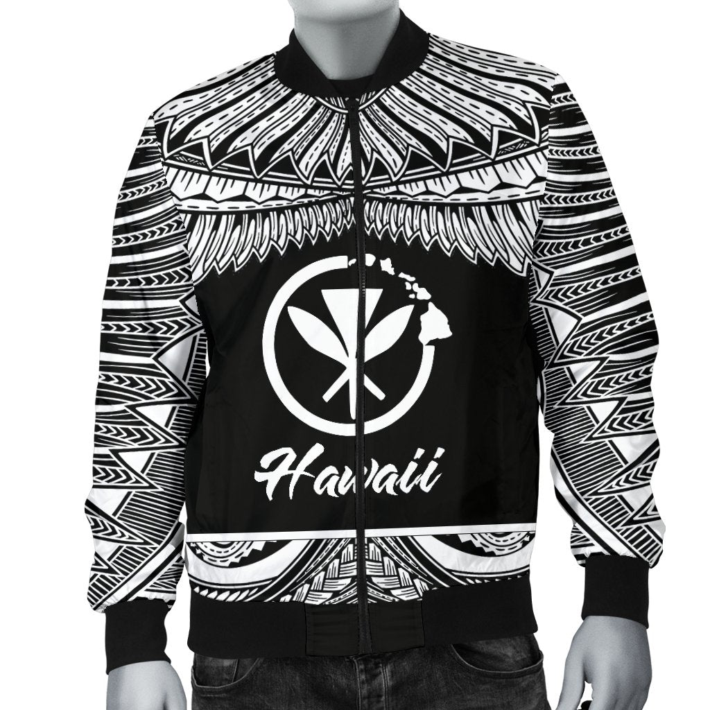 Hawaii Polynesian Men's Bomber Jacket - Hawaii Pride White Version - Polynesian Pride