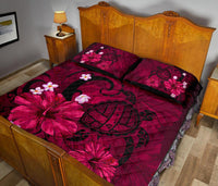 Hawaii Turtle Poly Tribal Quilt Bed Set - Pink - Polynesian Pride