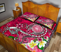 American Samoa Polynesian Quilt Bed Set - Turtle Plumeria (Pink) - Polynesian Pride