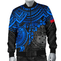 Samoa Polynesian Bomber Jacket (Men) - Blue Turtle - Polynesian Pride