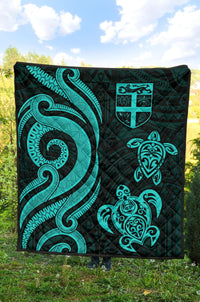 Fiji Polynesian Premium Quilt - Turquoise Tentacle Turtle - Polynesian Pride