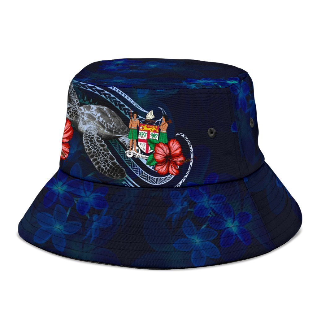 Fiji Polynesian Bucket Hat - Blue Turtle Hibiscus - Polynesian Pride