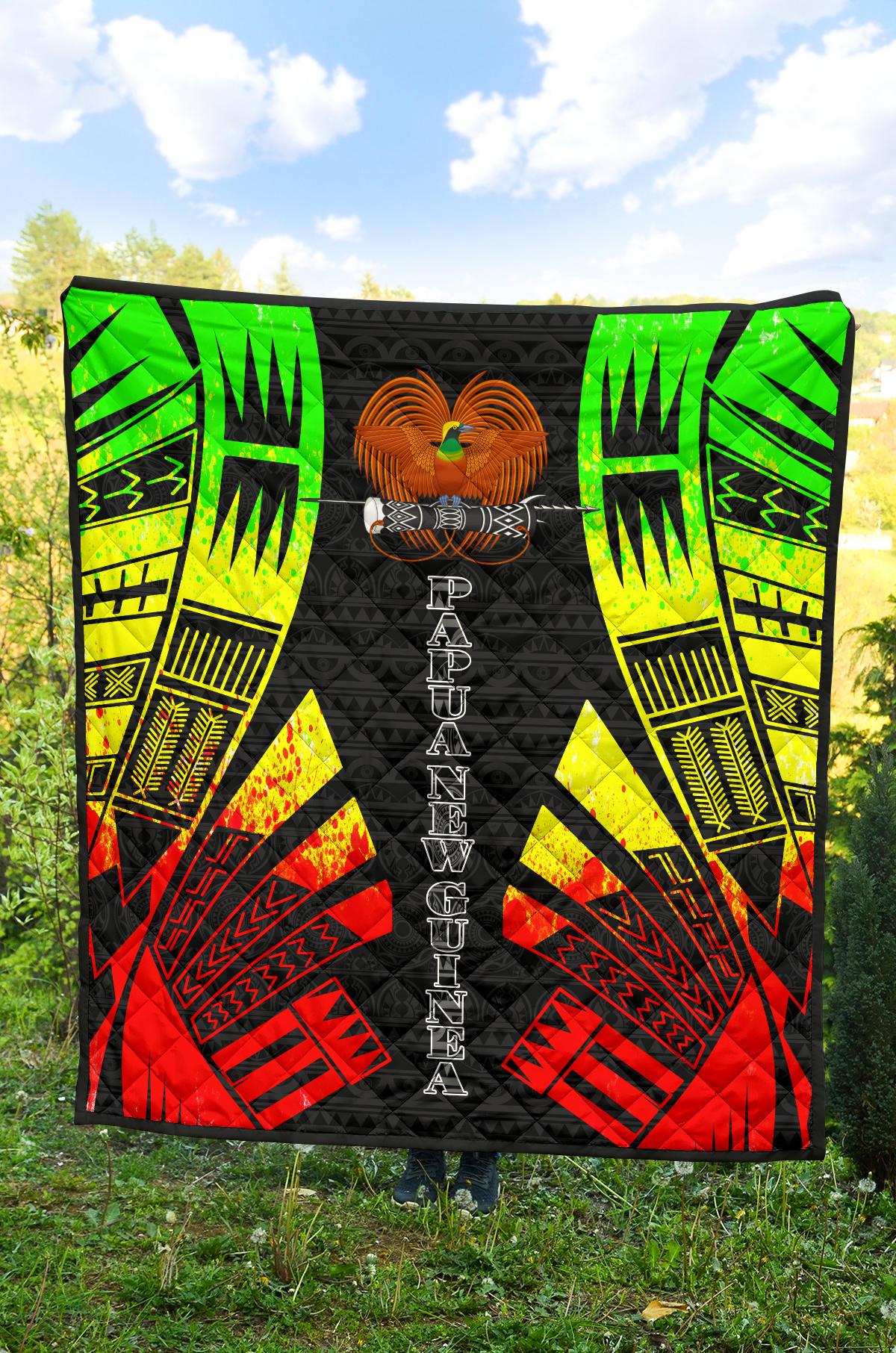 Papua New Guinea Premium Quilt - Papua New Guinea Coat Of Arsms Polynesian Reggae Tattoo - Polynesian Pride