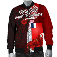 Wallis and Futuna Polynesian Men's Bomber Jacket - Coat Of Arm With Hibiscus - Polynesian Pride