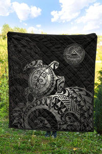 American Samoa Polynesian Premium Quilt - Polynesian Turtle (Silver) - Polynesian Pride