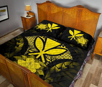 Kanaka Maoli (Hawaii) Polynesian Quilt Bed Set Hibiscus Yellow - Polynesian Pride