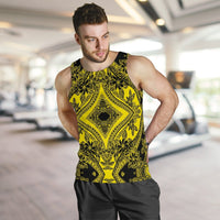 Polynesian Plumeria Mix Yellow Black Hawaii Men's Tank Top - Polynesian Pride
