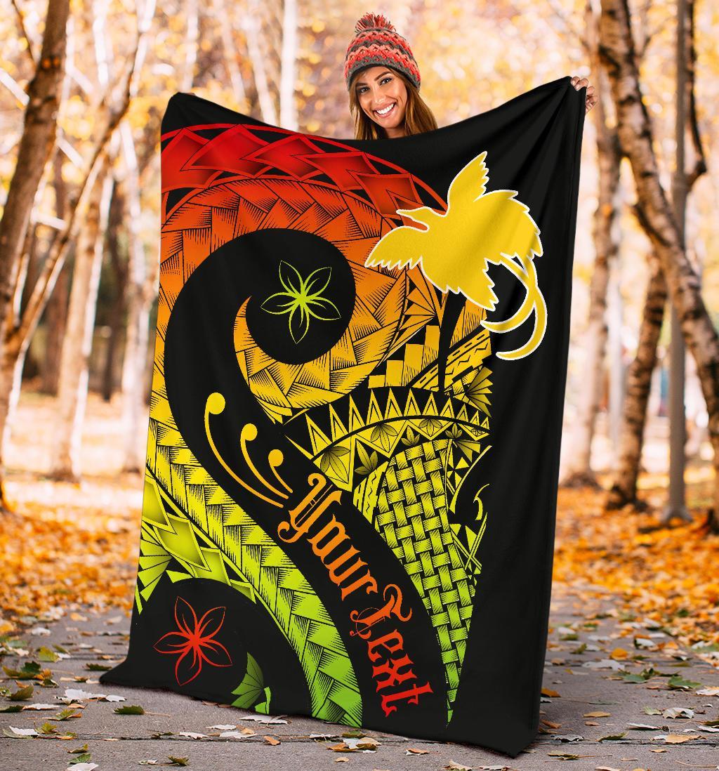 Papua New Guinea Personalised Premium Blanket - PNG Bird And Polynesian Decorative Pattern - Polynesian Pride