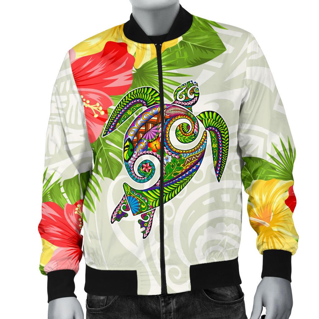 Polynesian Hawaii Men's Bomber Jacket Turtle Colorful - Polynesian Pride