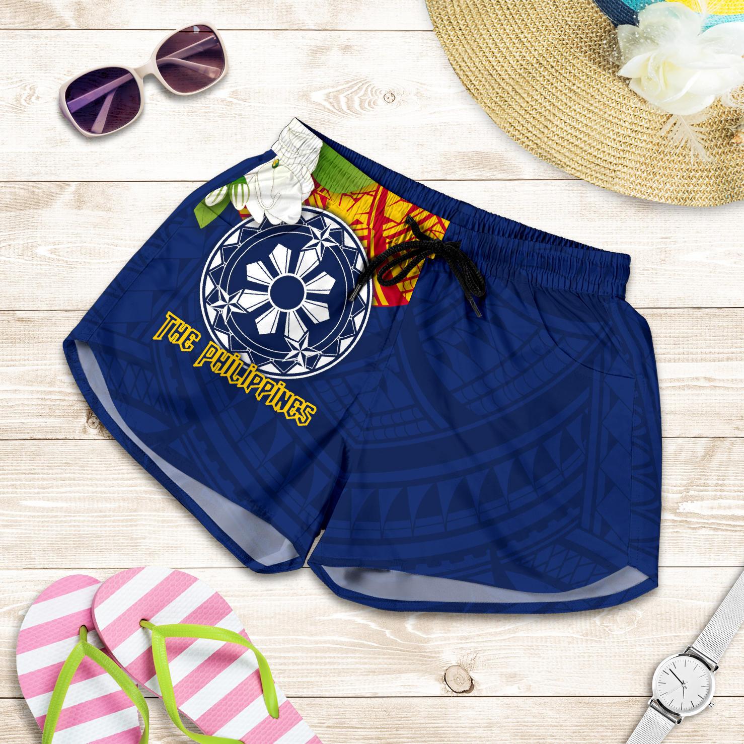 The Philippines Women's Shorts - Filipino Sampaguita Women Blue - Polynesian Pride