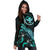 Hawaii Polynesian Hoodie Dress - Turtle With Blooming Hibiscus Turquoise - Polynesian Pride