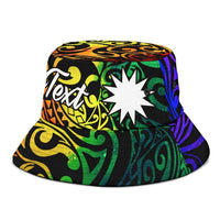 Nauru Custom Personalised Bucket Hat - Rainbow Polynesian Pattern - Polynesian Pride
