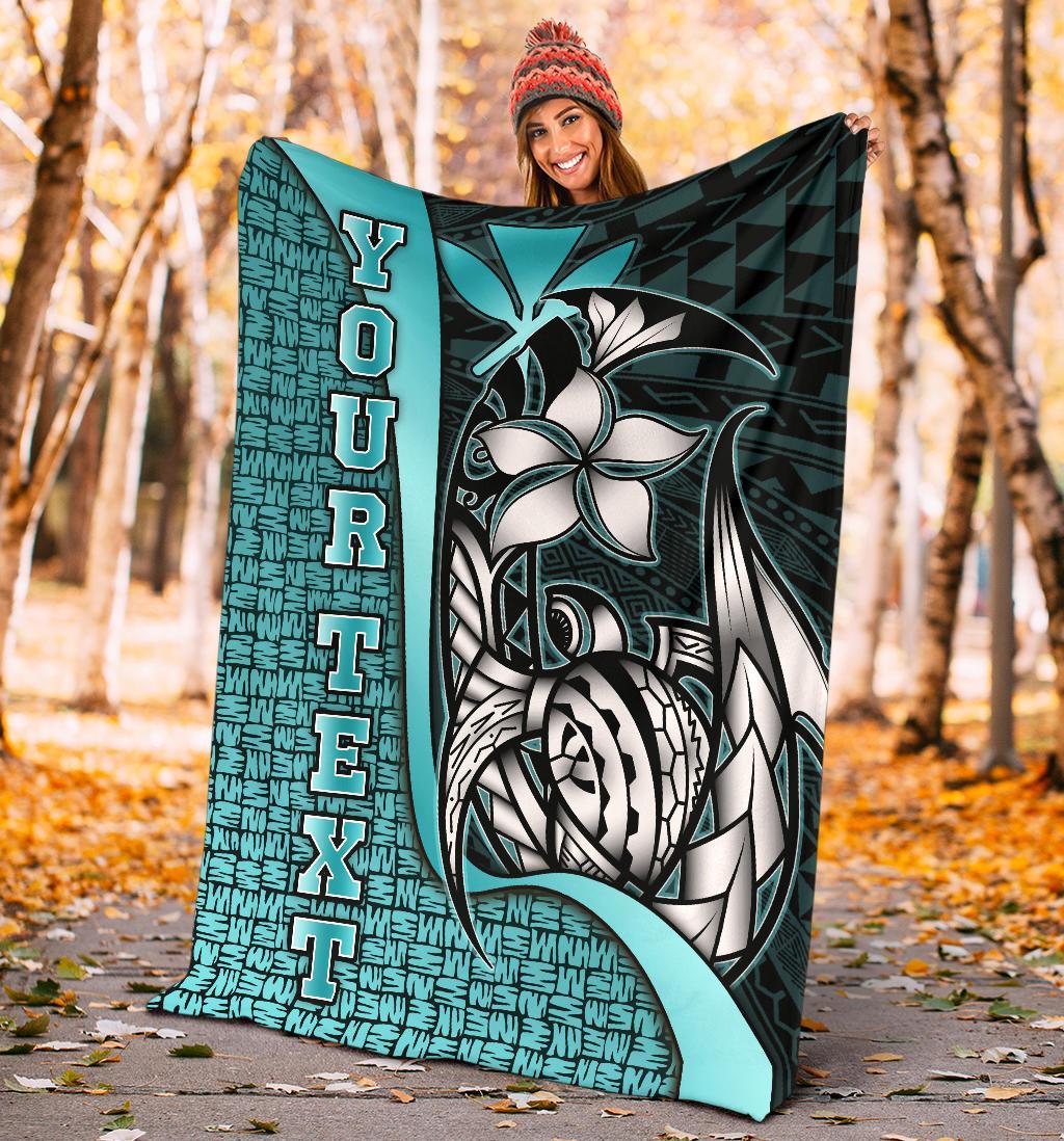 Polynesian Hawaii Custom Personalised Premium Blanket Turquoise - Turtle with Hook - Polynesian Pride