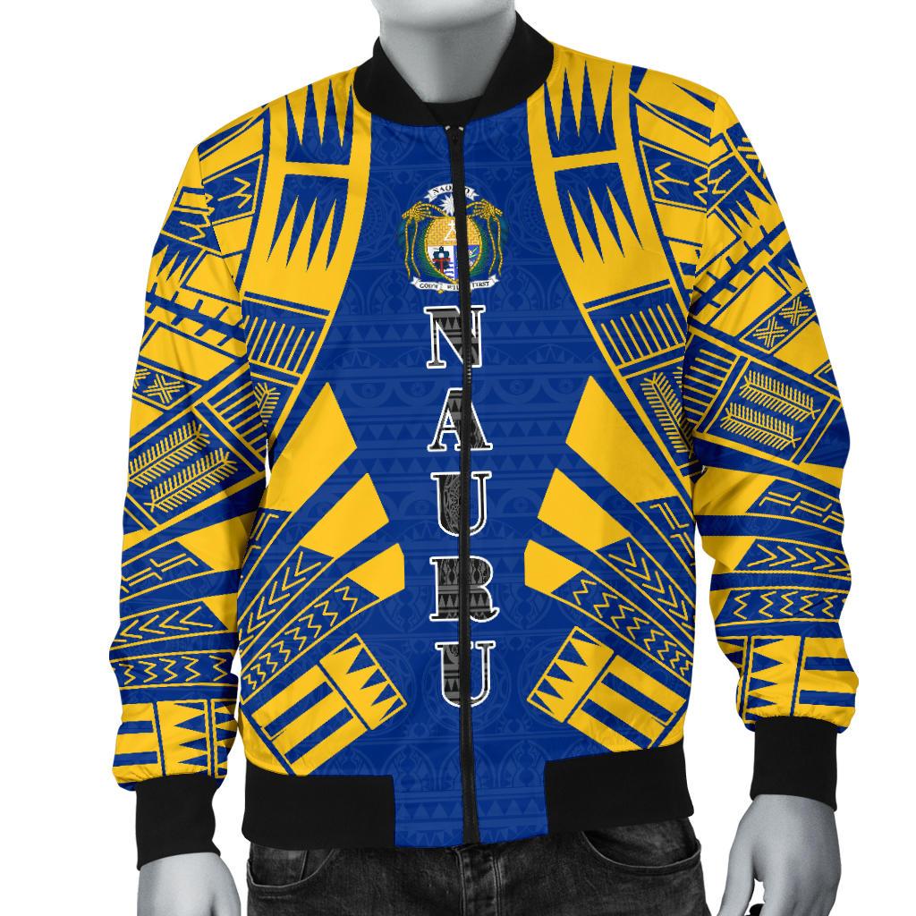 Nauru Men Bomber Jackets - Polynesian Tattoo Flag - Polynesian Pride