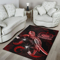 Samoa Polynesian Area Rugs - Turtle With Blooming Hibiscus Red - Polynesian Pride