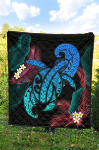 Hawaii Turtle Polynesian Tropical Premium Quilt - Ghia Style Turquoise - Polynesian Pride