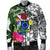 Cook Islands Men's Bomber Jacket White - Turtle Plumeria Banana Leaf - Polynesian Pride