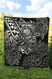 Samoa Polynesian Premium Quilt - White Turtle Flowing - Polynesian Pride