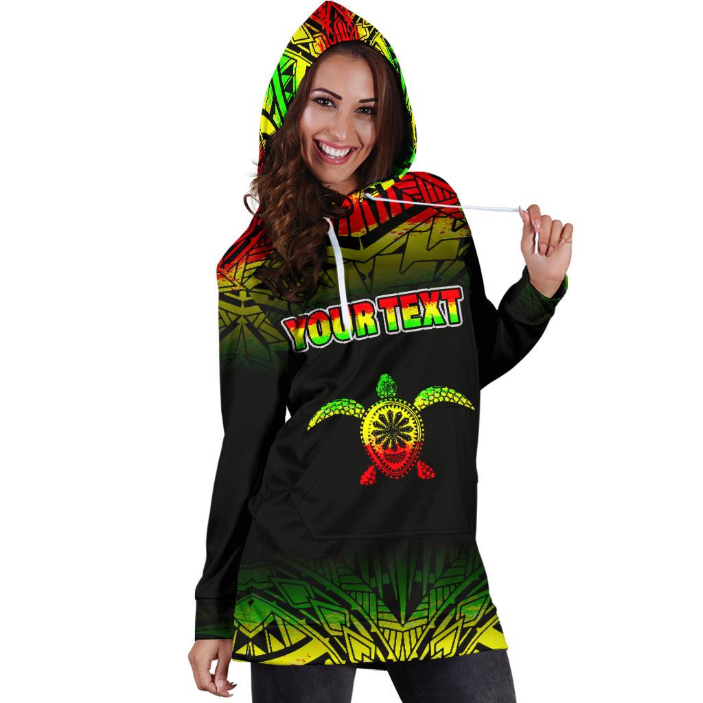 Turtle Custom Personalised Women's Hoodie Dress - Polynesian Reggae Fog - Polynesian Pride