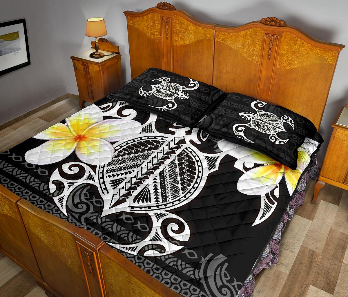 Hawaii Quilt Bed Set - Turtle Plumeria Flowers Polynesian Pattern - Polynesian Pride