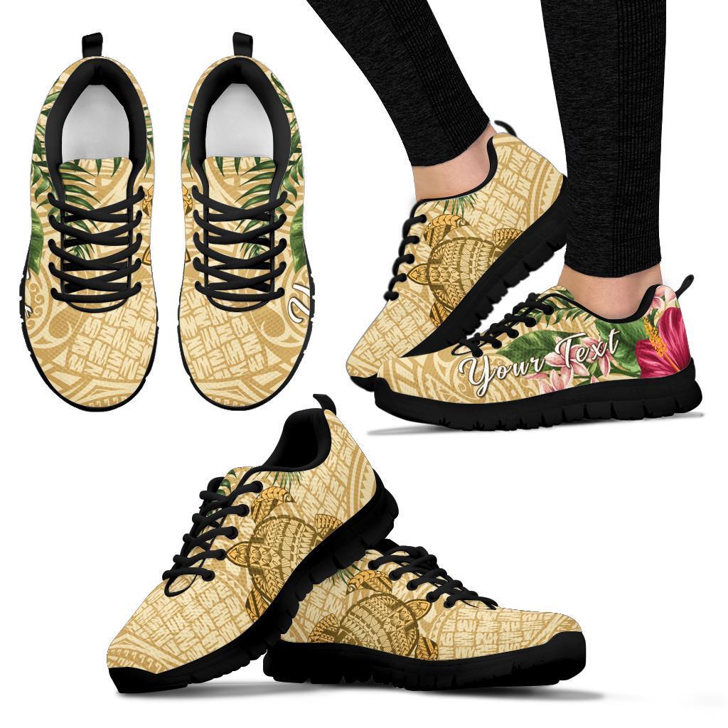 hawaiiSneakers - Turtle Sneakers Strong Pattern Hibiscus Plumeria AH - Polynesian Pride